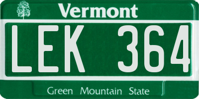 VT license plate LEK364