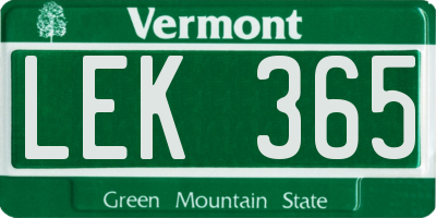 VT license plate LEK365