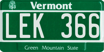 VT license plate LEK366