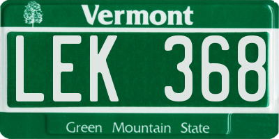 VT license plate LEK368