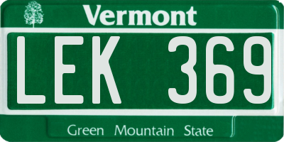 VT license plate LEK369