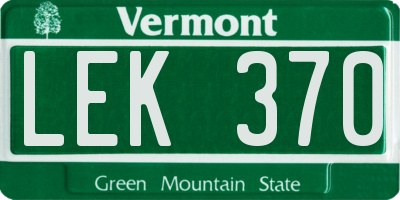 VT license plate LEK370
