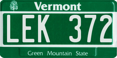 VT license plate LEK372
