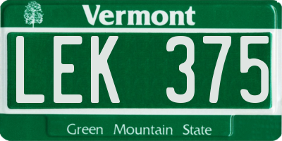 VT license plate LEK375