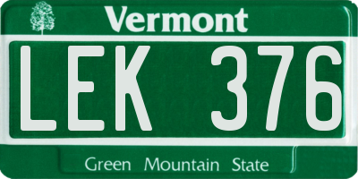 VT license plate LEK376