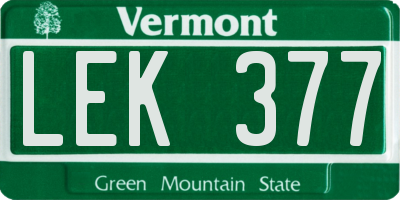 VT license plate LEK377
