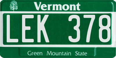 VT license plate LEK378