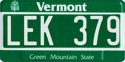 VT license plate LEK379