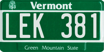 VT license plate LEK381