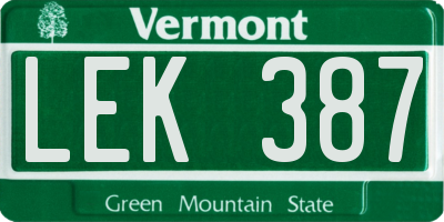 VT license plate LEK387
