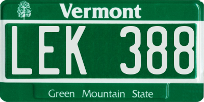 VT license plate LEK388
