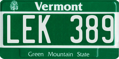 VT license plate LEK389