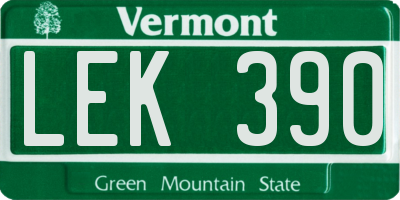 VT license plate LEK390