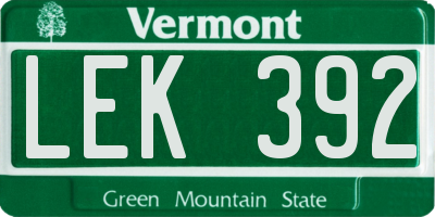 VT license plate LEK392