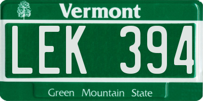VT license plate LEK394
