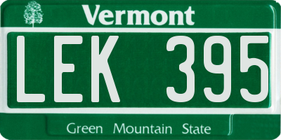 VT license plate LEK395