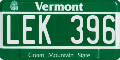VT license plate LEK396