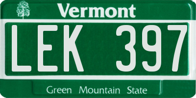 VT license plate LEK397