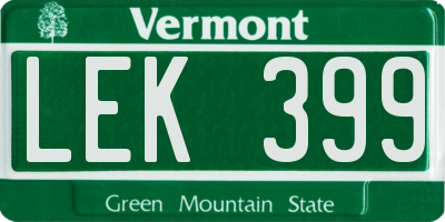 VT license plate LEK399