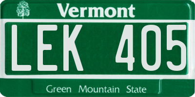 VT license plate LEK405