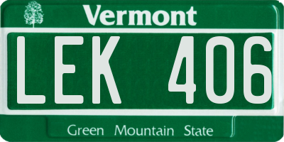VT license plate LEK406
