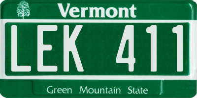 VT license plate LEK411