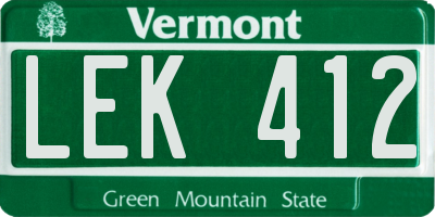 VT license plate LEK412