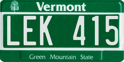 VT license plate LEK415