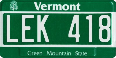 VT license plate LEK418