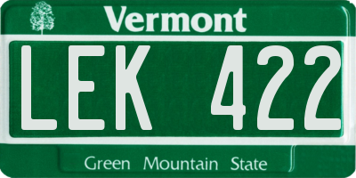 VT license plate LEK422