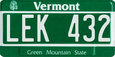 VT license plate LEK432