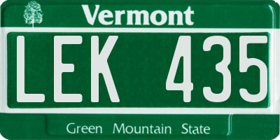 VT license plate LEK435