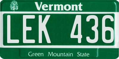 VT license plate LEK436