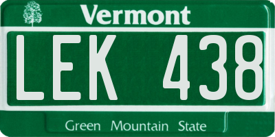 VT license plate LEK438