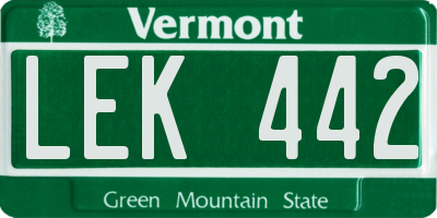 VT license plate LEK442