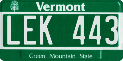 VT license plate LEK443