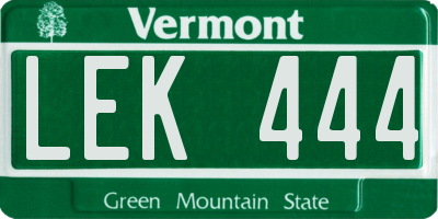 VT license plate LEK444