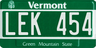 VT license plate LEK454