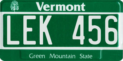 VT license plate LEK456