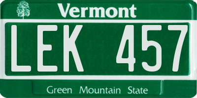 VT license plate LEK457