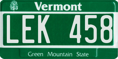 VT license plate LEK458