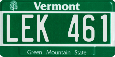 VT license plate LEK461