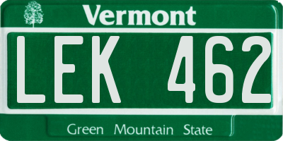VT license plate LEK462