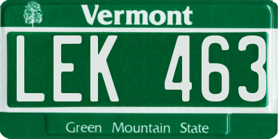 VT license plate LEK463
