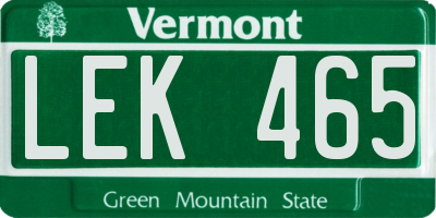 VT license plate LEK465