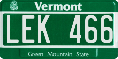 VT license plate LEK466