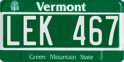 VT license plate LEK467