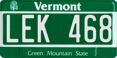 VT license plate LEK468