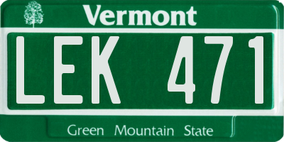 VT license plate LEK471