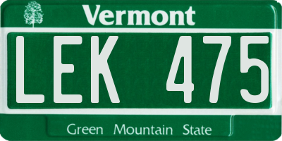 VT license plate LEK475